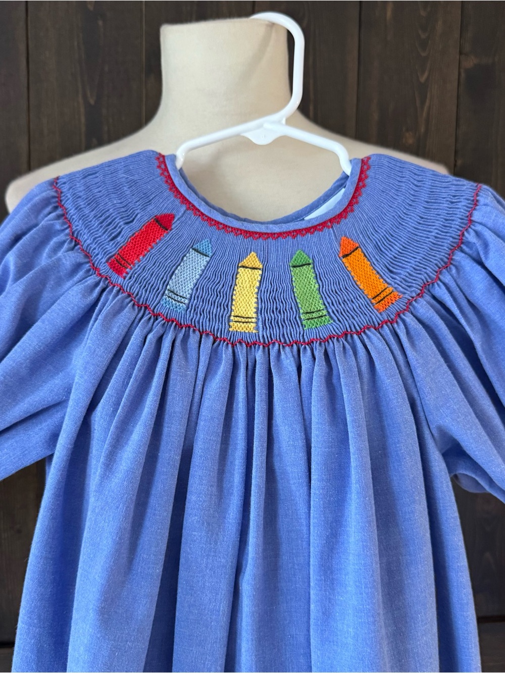 Girls Remember Nguyen Back To School Crayon Smocked Dress Sz 6